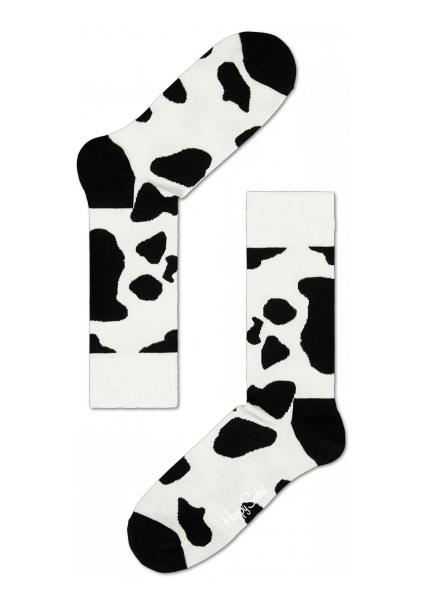 Cow Sock - Black on White