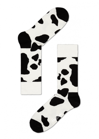 Cow Sock - Black on White