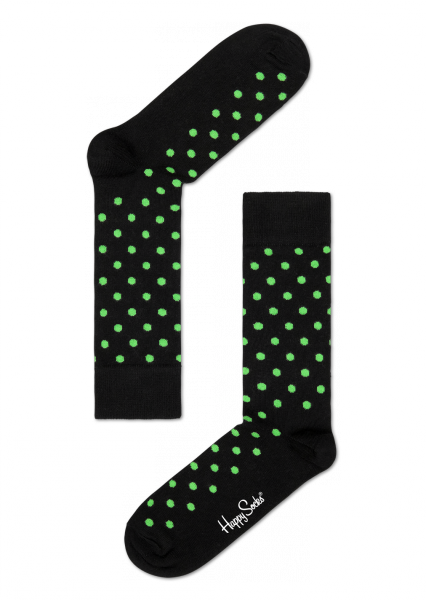 Dot Sock - Black with Green Dots