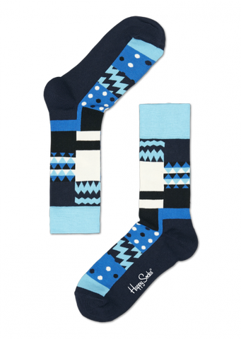 Multi-Square Sock - Blue